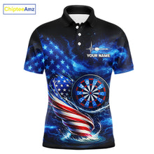 Load image into Gallery viewer, American Flag Dartboard Tornado Men Darts Polo Shirt Custom Patriotic Funny Dart Team Jerseys NYN2525