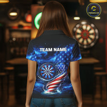 Load image into Gallery viewer, American Flag Dartboard Tornado Women Darts Polo Shirt Custom Patriotic Funny Dart Team Jerseys NYN2525