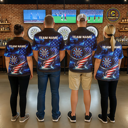 American Flag Dartboard Tornado Men Darts Polo Shirt Custom Patriotic Funny Dart Team Jerseys NYN2525