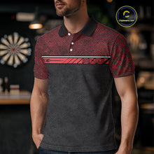 Load image into Gallery viewer, Men’s Custom Darts Shirt With Flaming Darts &amp; Skulls And Crimson Halftone Pattern NYN0314