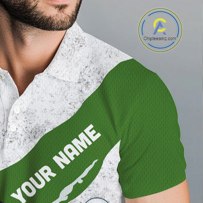 Funny Pickle Mens Golf Polo Team Shirt Custom Green And White Grunge Clothing Golf Tops NYN3261