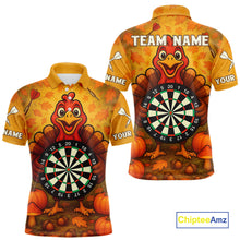 Load image into Gallery viewer, Custom Funny Turkey Dartboard Dart Polo Shirt For Men Autumn Thanksgiving Dart Jersey NYN1457