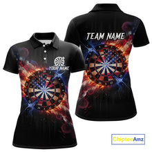 Load image into Gallery viewer, Custom Colorful US Flag Smoke Dartboard Women Darts Polo Shirt Patriotic Dart Gifts NYN1992