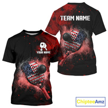 Load image into Gallery viewer, Custom Black And Red Paddle &amp; Ball Pickleball Jerseys Men US Flag Pickleball Shirts NYN2222
