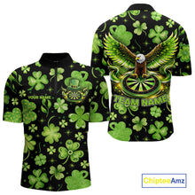 Load image into Gallery viewer, Funny Eagle Dartboard Shamrock Men Darts Quarter-Zip Shirt Custom St Patrick's Day Darts Team Jersey NYN2531