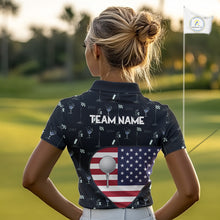 Load image into Gallery viewer, Personalized American Flag Womens Golf Polo Shirts Custom Patriotic Golf Ball Team Jerseys NYN3096