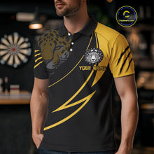 Load image into Gallery viewer, Men's Custom Darts Shirt - Yellow Panther With Dartboard &amp; Arrow | Personalized Name NYN0323