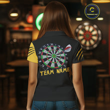 Load image into Gallery viewer, Women's Custom Darts Shirt - Yellow Panther With Dartboard &amp; Arrow | Personalized Name NYN0323