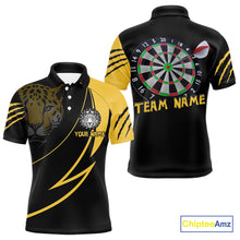 Load image into Gallery viewer, Men's Custom Darts Shirt - Yellow Panther With Dartboard &amp; Arrow | Personalized Name NYN0323