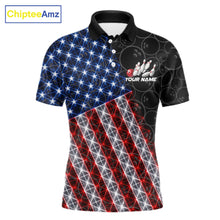 Load image into Gallery viewer, Lightning American Flag Black Bowling Shirts For Men Custom Patriotic Team Bowling Jersey NYN3272