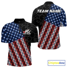 Load image into Gallery viewer, Lightning American Flag Black Bowling Shirts For Men Custom Patriotic Team Bowling Jersey NYN3272