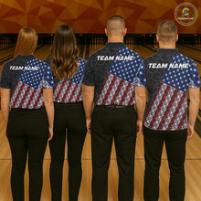 Load image into Gallery viewer, Lightning American Flag Black Bowling Shirts For Men Custom Patriotic Team Bowling Jersey NYN3272