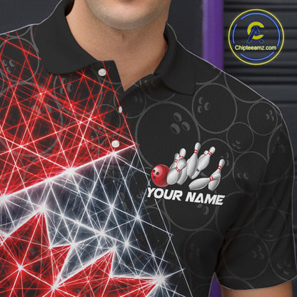 Lightning Canada Flag Black Bowling Shirts For Men Custom Patriotic Team Bowling Jersey NYN3274