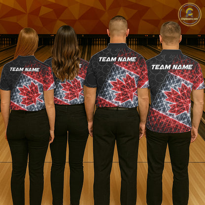 Lightning Canada Flag Black Bowling Shirts For Men Custom Patriotic Team Bowling Jersey NYN3274