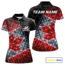 Load image into Gallery viewer, Lightning Canada Flag Black Bowling Shirts For Women Custom Patriotic Team Bowling Jersey NYN3274