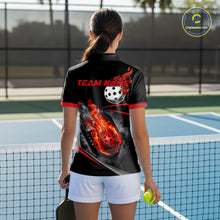 Load image into Gallery viewer, Custom Red Flaming Smoke Paddle &amp; Ball Pickleball Jerseys Pickleball League Shirts For Women NYN2231