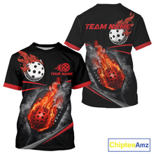Load image into Gallery viewer, Custom Red Flaming Smoke Paddle &amp; Ball Pickleball Jerseys Pickleball League Shirts For Men NYN2231