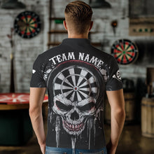 Load image into Gallery viewer, Personalized Skull Black Grunge Polo &amp; 1/4 Zip Darts Shirt For Men, Dart Team Jerseys NYN0005