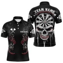 Load image into Gallery viewer, Personalized Skull Black Grunge Polo &amp; 1/4 Zip Darts Shirt For Men, Dart Team Jerseys NYN0005