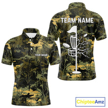 Load image into Gallery viewer, Disc Golf Basket Green Leaf Camo Men Disc Golf Polo Shirts Custom Disc Golf Jerseys Team For Men NYN3114