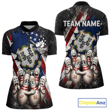 Load image into Gallery viewer, Funny Sad Pins Connecticut US Flag women's bowling quarter zip shirt, personalized bowling uniform