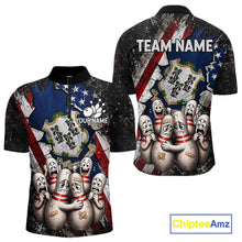 Load image into Gallery viewer, Funny Sad Pins Connecticut US Flag men's bowling quarter zip shirt, personalized bowling uniform