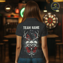 Load image into Gallery viewer, Red Skulls Butterfly Grunge Dartboard Custom Darts Polo Shirt For Women Retro Dart Gifts NYN2002