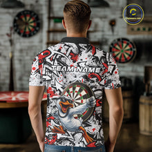 Load image into Gallery viewer, Personalized White &amp; Red Graffiti Darts Men Polo &amp; 1/4-Zip Dart Shirt Funny Duck Dart Team Jerseys NYN2901