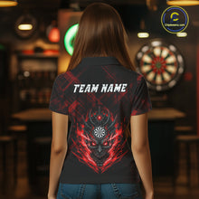 Load image into Gallery viewer, Red Skull Lightning Thunder Grunge Dartboard Custom Women Polo Darts Shirt Dart Gifts NYN2013
