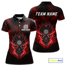 Load image into Gallery viewer, Red Skull Lightning Thunder Grunge Dartboard Custom Women Polo Darts Shirt Dart Gifts NYN2013