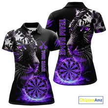 Load image into Gallery viewer, Purple Horror Tiger Fire Flame Dartboard Custom Women Darts Polo League Shirts Dart Jerseys NYN2247