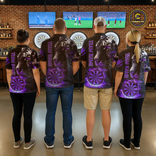 Load image into Gallery viewer, Purple Horror Tiger Fire Flame Dartboard Custom Men Darts Polo League Shirts Dart Jerseys NYN2247