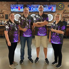 Load image into Gallery viewer, Purple Horror Tiger Fire Flame Dartboard Custom Men Darts Polo League Shirts Dart Jerseys NYN2247
