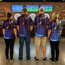 Load image into Gallery viewer, Blue Horror Tiger Fire Flame Dartboard Custom Women Darts Polo League Shirts Dart Jerseys NYN2249