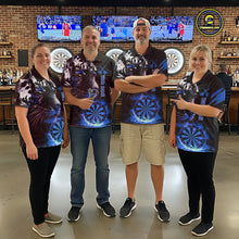 Load image into Gallery viewer, Blue Horror Tiger Fire Flame Dartboard Custom Women Darts Polo League Shirts Dart Jerseys NYN2249