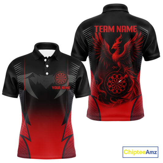 Custom Dart Team Shirt With Black Maroon Phoenix For Men - Personalized Name & Team NYN0333