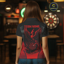 Load image into Gallery viewer, Custom Dart Team Shirt With Black Maroon Phoenix For Women - Personalized Name &amp; Team NYN0333
