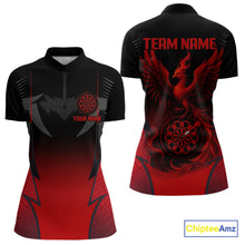 Load image into Gallery viewer, Custom Dart Team Shirt With Black Maroon Phoenix For Women - Personalized Name &amp; Team NYN0333