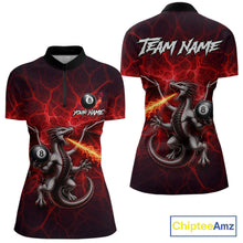 Load image into Gallery viewer, Custom Red Flaming Dragon 8 Ball Billiard Polo Shirts For Women, Dragon Billiard Tournament Team Shirt NYN3289