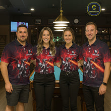 Load image into Gallery viewer, Custom Red Flaming Dragon 8 Ball Billiard Polo Shirts For Women, Dragon Billiard Tournament Team Shirt NYN3289