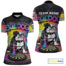 Load image into Gallery viewer, Custom Funny Bulldog Colorful Paint Men Darts Quarter-Zip League Shirts Splash Dart Team Jerseys NYN2253