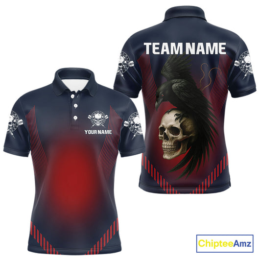 Dark Crow And Skull Dart Team Shirt For Men - Name Personalization Darts Jersey NYN0347