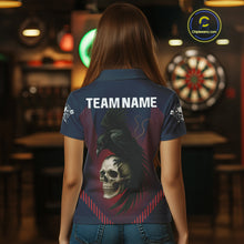 Load image into Gallery viewer, Dark Crow And Skull Dart Team Shirt For Women - Name Personalization Darts Jersey NYN0347