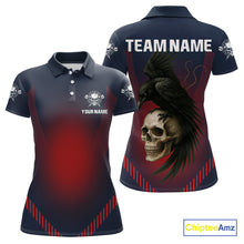 Load image into Gallery viewer, Dark Crow And Skull Dart Team Shirt For Women - Name Personalization Darts Jersey NYN0347