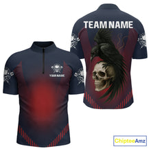 Load image into Gallery viewer, Dark Crow And Skull Dart Team Shirt For Men - Name Personalization Darts Jersey NYN0347