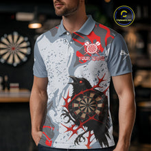 Load image into Gallery viewer, Gray And Red Raven Darts Shirt For Men - Custom Team Name - Unique Dartboard NYN0349
