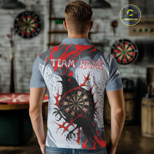 Load image into Gallery viewer, Gray And Red Raven Darts Shirt For Men - Custom Team Name - Unique Dartboard NYN0349