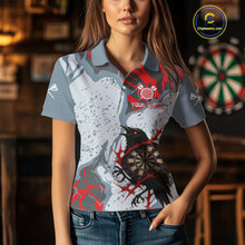 Load image into Gallery viewer, Gray And Red Raven Darts Shirt For Women - Custom Team Name - Unique Dartboard NYN0349