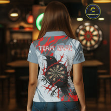 Load image into Gallery viewer, Gray And Red Raven Darts Shirt For Women - Custom Team Name - Unique Dartboard NYN0349