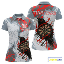 Load image into Gallery viewer, Gray And Red Raven Darts Shirt For Women - Custom Team Name - Unique Dartboard NYN0349
